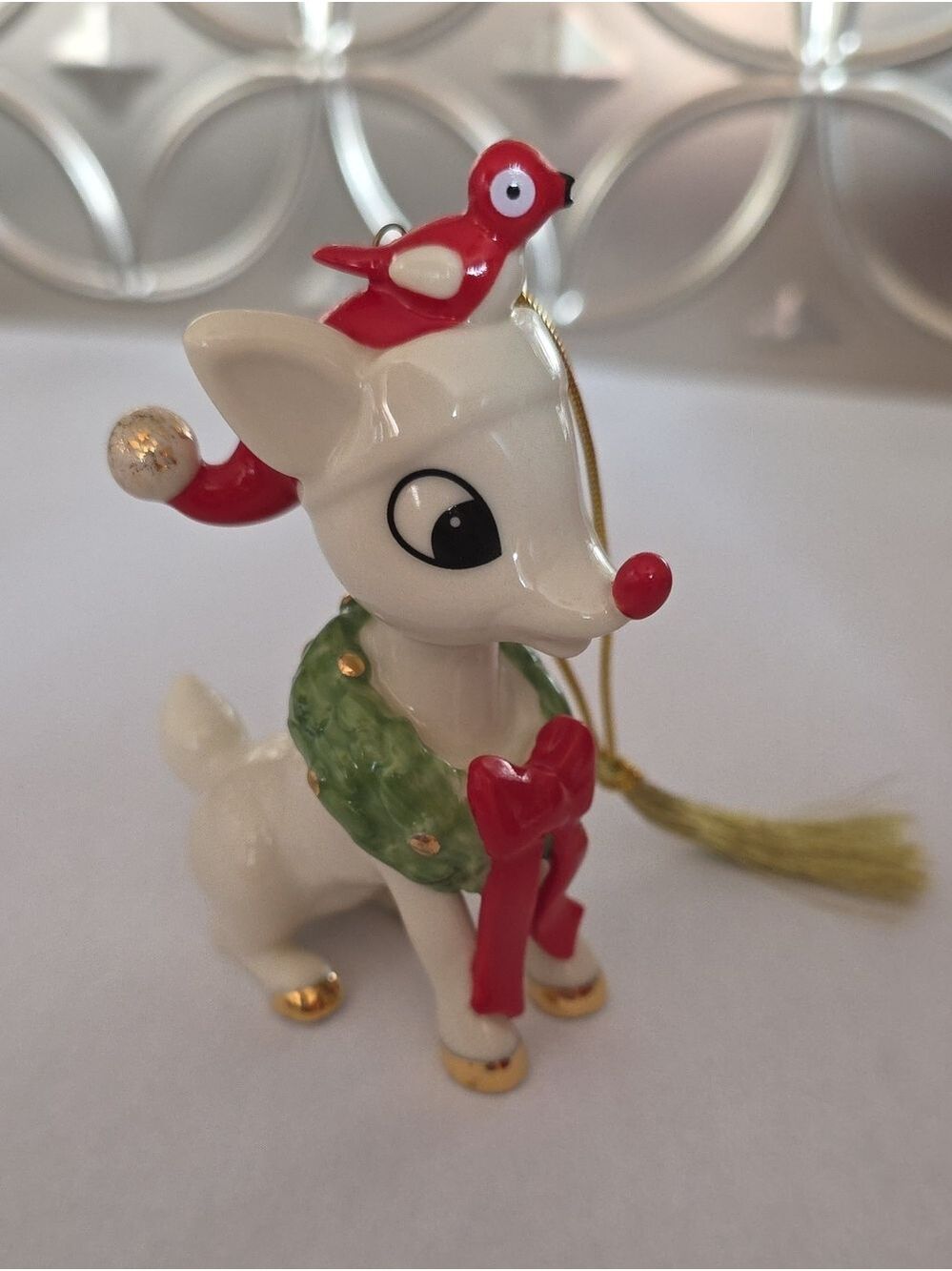 NIB 2023 Lenox Rudolph & Cardinal Friend Porcelain Christmas Ornament